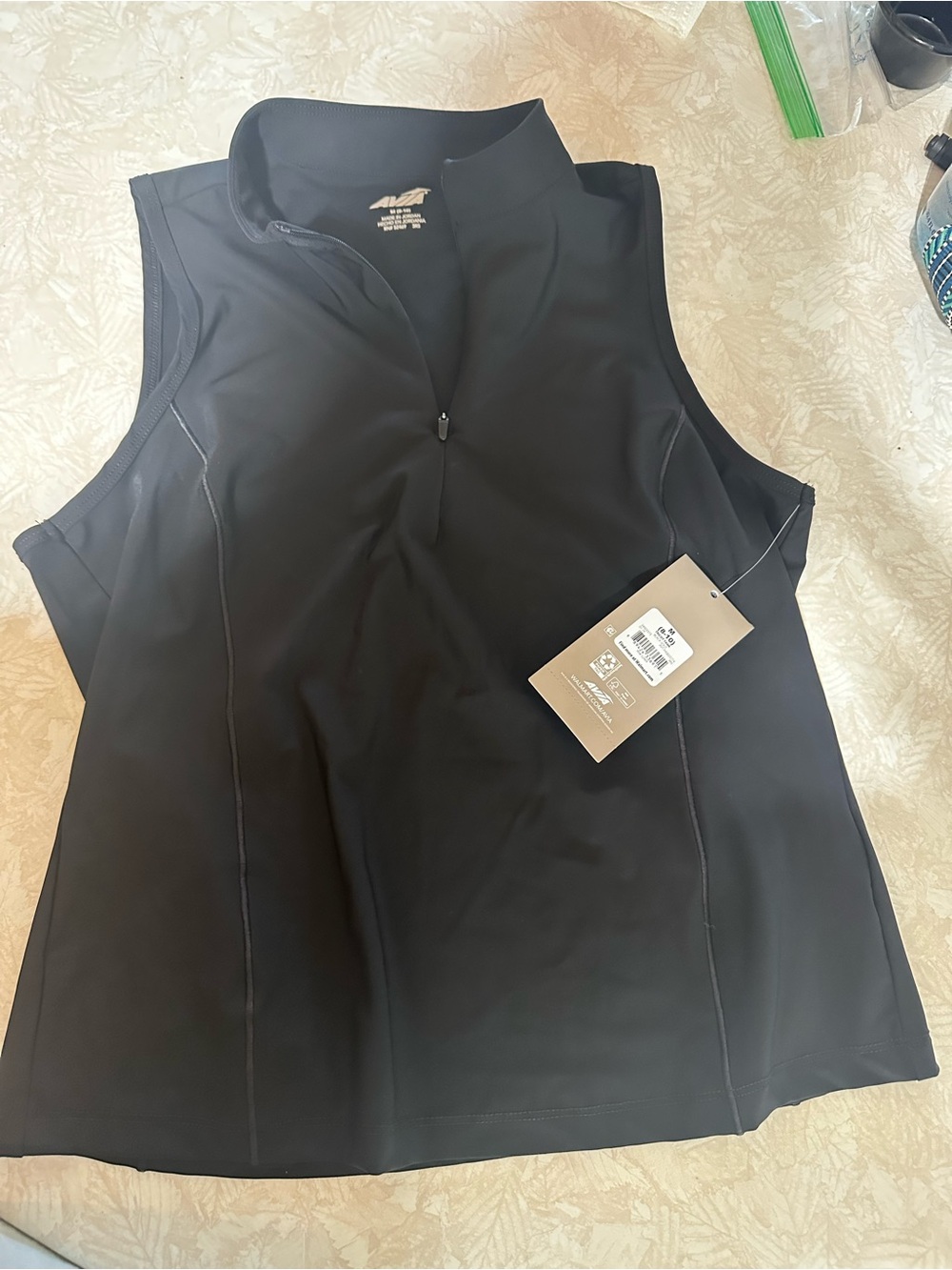 Avia Black Sleeveless Zip Athletic Tank